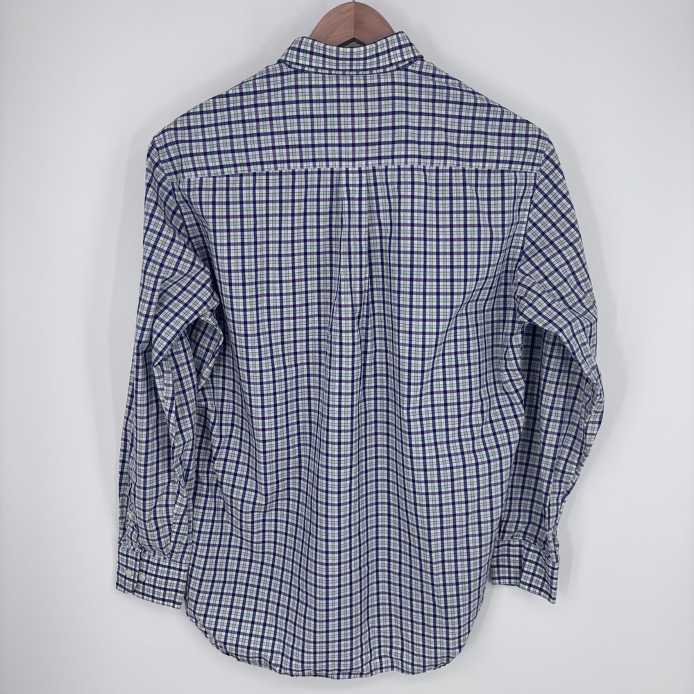 Peter Millar Button Down Shirt Mens L Blue Green Plaid 100% Cotton Preppy - Picture 7 of 8